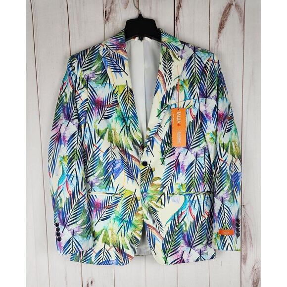 Tallia Men's Slim-Fit Stretch Suit Jacket Blazer Blue/Cream Small NWT - Picture 1 of 7